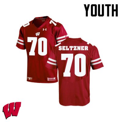 Youth Wisconsin Badgers NCAA #70 Josh Seltzner Red Authentic Under Armour Stitched College Football Jersey HE31H23JW